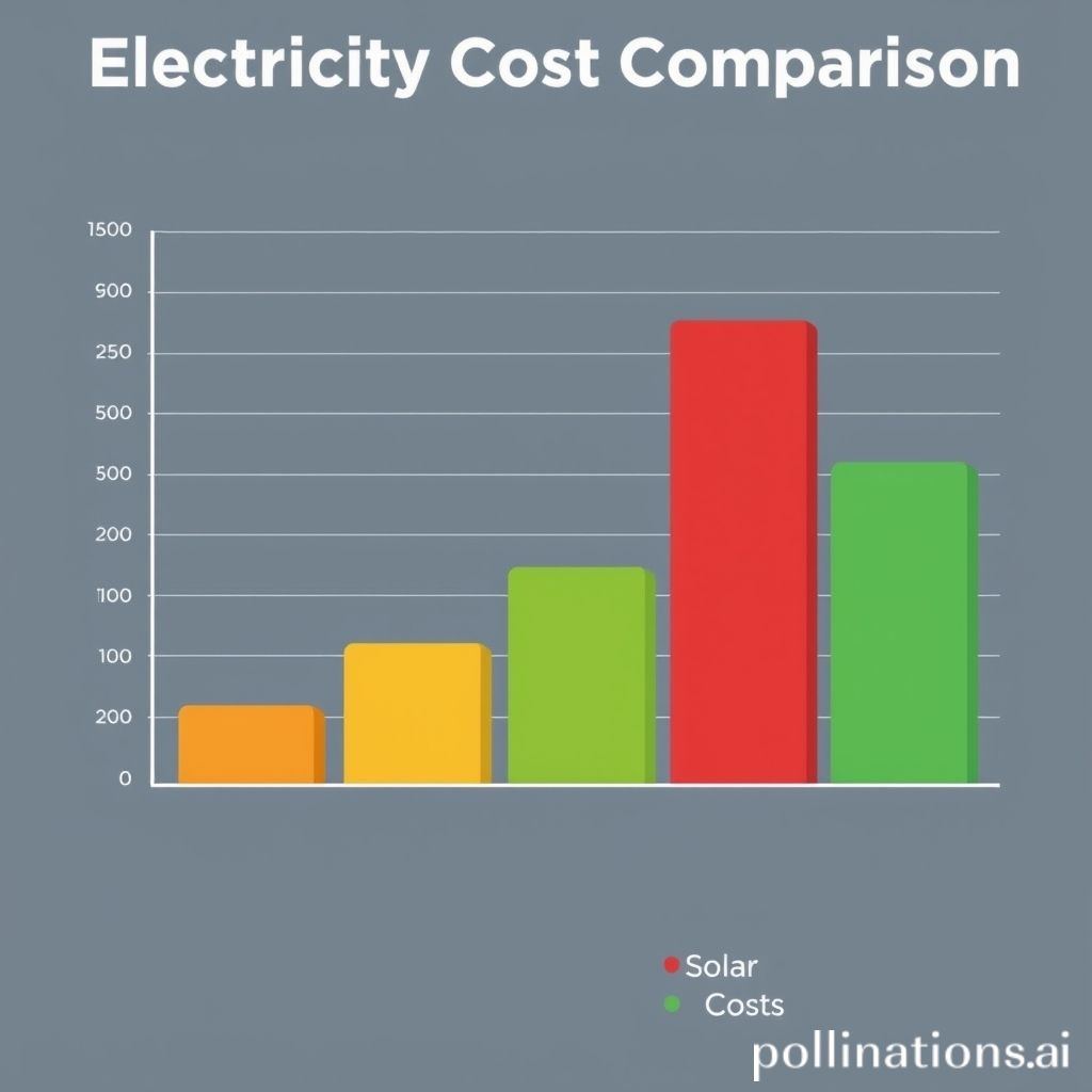 Graph showing solar energy cost savings compared to grid electricity